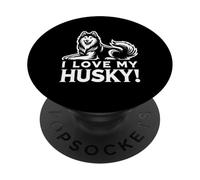I LOVE MY HUSKY! - Siberianos, Sibes, Huskies - Perro Mascota PopSockets PopGrip Adhesivo