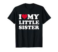 I Love My Little Sister Heart Family Funny Camiseta