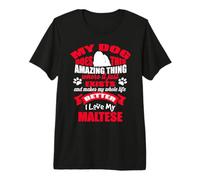 I Love My Maltese Dog Funny Puppy Lover Camiseta Premium
