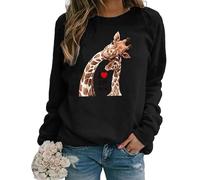 I Love My Mom Sudaderas Mujeres Lindo Jirafa Impresión 3D Camiseta Manga Larga Jersey Mujeres Cuello Redondo Pullover Tops