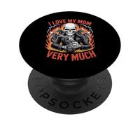 I Love My Mom Very Much Biker Skull Skeleton Motorcyclist PopSockets PopGrip Adhesivo