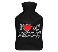 I Love My Mommy - Botella de agua de goma con cubierta de felpa suave, bolsa de agua caliente para invierno, manos y pies, protección contra el frío, 1000 ml