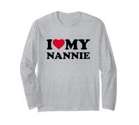 I Love My Nannie Heart Grandma Family Manga Larga