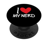 I Love My Nerd Geek Heart Novio Pareja Amigo Chico inteligente PopSockets PopGrip Adhesivo