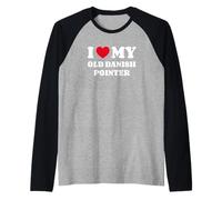 I Love My Old Danish Pointer Antiguo Perro de Muestra Danés Camiseta Manga Raglan