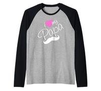 I Love My Papa Funny Father Dad Daddy Heart and Mustache Camiseta Manga Raglan