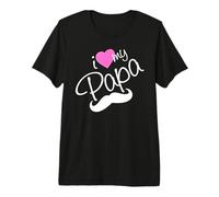 I Love My Papa Funny Father Dad Daddy Heart and Mustache Camiseta Premium