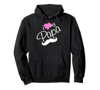 I Love My Papa Funny Father Dad Daddy Heart and Mustache Sudadera con Capucha