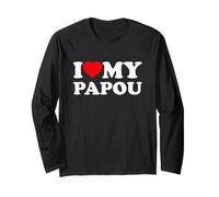 I Love My Papou Heart Family Grandpa Manga Larga