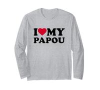 I Love My Papou Heart Grandpa Family Manga Larga