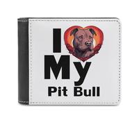 I Love My Pit Bull - Cartera plegable para hombre con tarjetero de cuero