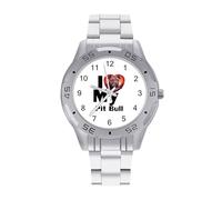 I Love My Pit Bull - Reloj analógico de cuarzo para hombre, correa de acero inoxidable, reloj de pulsera de negocios