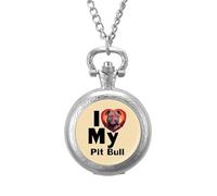 I Love My Pit Bull - Reloj de bolsillo vintage con colgante de aleación, collar de regalo para hombres y mujeres, Estilo plateado, talla única