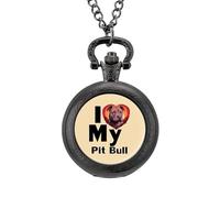 I Love My Pit Bull - Reloj de bolsillo vintage con colgante de aleación, collar de regalo para hombres y mujeres, Estilo negro, talla única