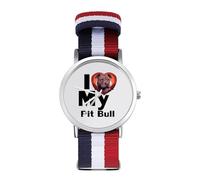 I Love My Pit Bull - Reloj deportivo para hombre y mujer, correa de nailon, reloj analógico de cuarzo