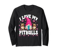 I Love My Pitbull GNOME For Girls and Pitbull Rescue Mom Manga Larga