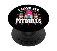I Love My Pitbull GNOME For Girls and Pitbull Rescue Mom PopSockets PopGrip Adhesivo