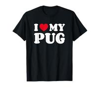 I Love My Pug Amor Corazón Perro Doguillo Camiseta