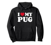 I Love My Pug Amor Corazón Perro Doguillo Sudadera con Capucha