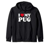 I Love My Pug Amor Corazón Perro Doguillo Sudadera con Capucha