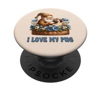 I Love My Pug Grandpa Gnome For Gardening Mom And Pug Owner PopSockets PopGrip Adhesivo