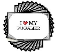 I Love My Pugalier Tattoos Bar Cart Decor autoadhesivo | Paquete de calcomanías de vinilo para cubierta occidental para absorber (6 x 9 cm)