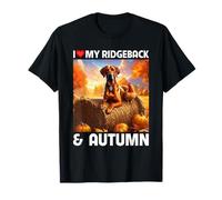 I Love My Rhodesian Ridgeback y Autumn Fall Leaves Chicken Camiseta