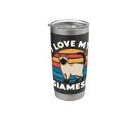 I Love My Siamese Cat Funny Retro Cats Dueño y amante Vaso térmico de acero inoxidable de doble pared