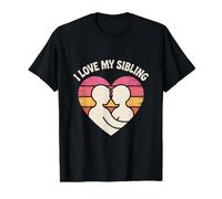 I Love My Sibling Heart Design Connection Camiseta gráfica económica, Hombre, Negro, M