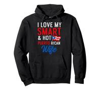 I Love My Smart and Hot Puerto Rican Esposa Divertida Bandera Marido Sudadera con Capucha