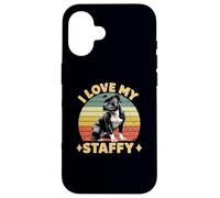 I Love My Staffy Dog Black Staffordshire Bull Terrier Dueño Carcasa para iPhone 16