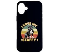 I Love My Staffy Dog Black Staffordshire Bull Terrier Dueño Carcasa para iPhone 16 Plus