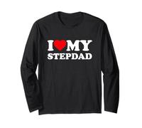 I Love My Step-Dad Heart Family Grandpa Stepdad Bonus Dad Manga Larga
