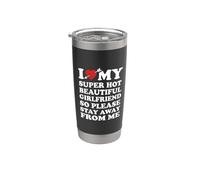 I Love My Super Caliente Hermosa Novia Divertida Parejas Cita Vaso térmico de acero inoxidable de doble pared