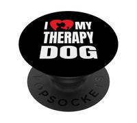 I Love My Therapy Dog con Silueta de Perro en diseño de corazón PopSockets PopGrip Adhesivo