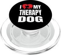 I Love My Therapy Dog con Silueta de Perro en diseño de corazón PopSockets PopGrip para MagSafe