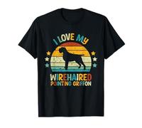 I Love My Wirehaired Pointing Griffon - Atardecer Retro Vintage Camiseta