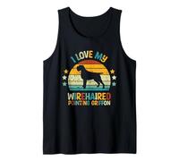 I Love My Wirehaired Pointing Griffon - Atardecer Retro Vintage Camiseta sin Mangas