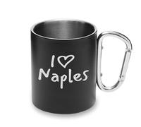 I Love Naples City Travel Italy - Taza de metal con asa de mosquetón, taza de camping