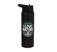 I Love Naturaleza Bosque Escénico Cascada Árboles Stainless Steel Insulated Water Bottle