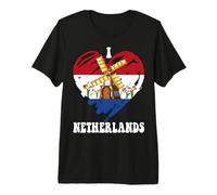 I Love Netherlands Amsterdam - Bandera del Orgullo holandés con diseño de corazón Camiseta Premium
