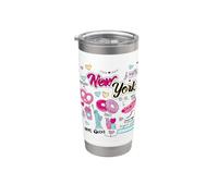 I Love New York, New York City Illustration Graphic Designs Vaso térmico de acero inoxidable de doble pared