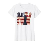 I Love New York, Vintage New York Liberty USA Flag Graphic Camiseta gráfica económica, Mujer, Blanco, M
