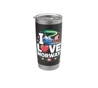 I Love Norway Barco vikingo Aurora Boreal Vaso térmico de acero inoxidable de doble pared