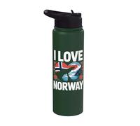 I Love Norway Corazón Ballena Aventura Alegría Stainless Steel Insulated Water Bottle