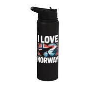 I Love Norway Corazón Ballena Aventura Alegría Stainless Steel Insulated Water Bottle