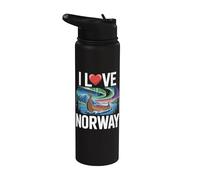 I Love Norway Northern Lights Barco vikingo Stainless Steel Insulated Water Bottle
