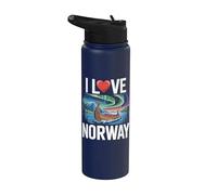 I Love Norway Northern Lights Barco vikingo Stainless Steel Insulated Water Bottle