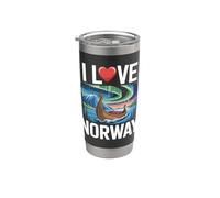 I Love Norway Northern Lights Barco vikingo Vaso térmico de acero inoxidable de doble pared