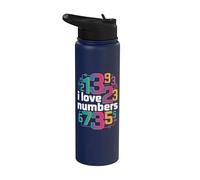 I Love Numbers Entusiasta Numérico Colorido Stainless Steel Insulated Water Bottle